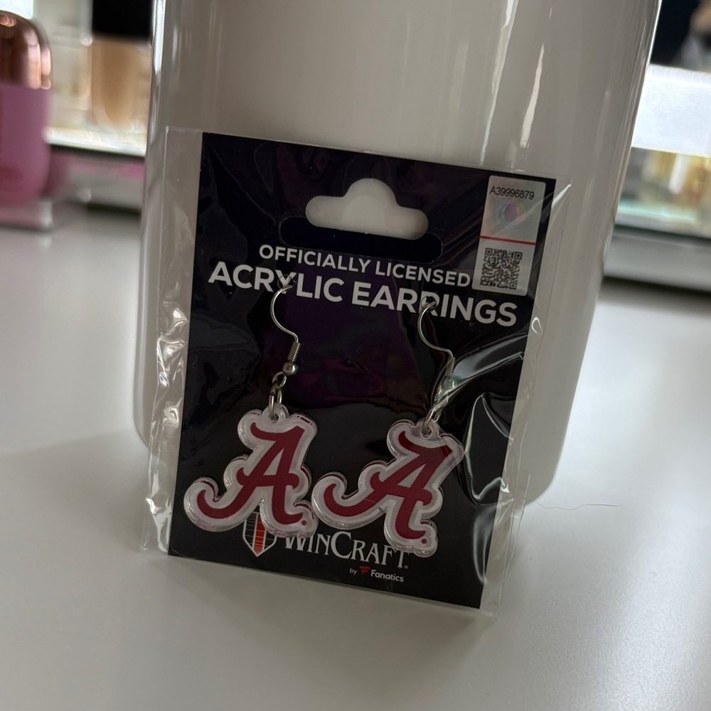 Officially Licensed Crimson & White Acrylic 'A' Earrings